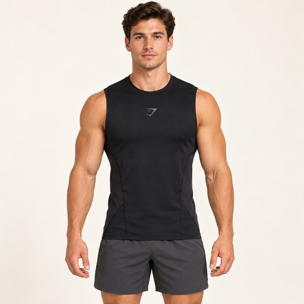 Gymshark Element Baselayer Tank Mens Large Black Compression Sleeveless Gym Top